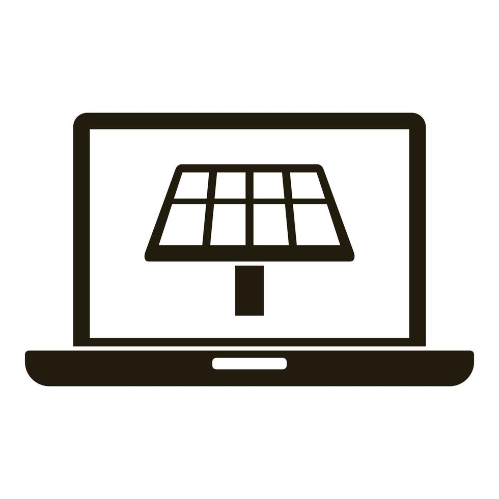 Laptop control solar panel icon, simple style vector
