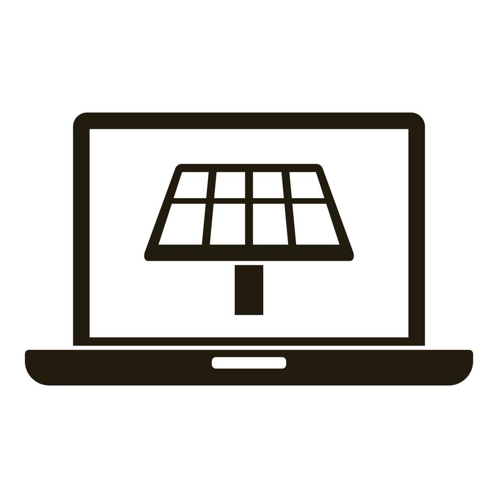 Laptop control solar panel icon, simple style vector