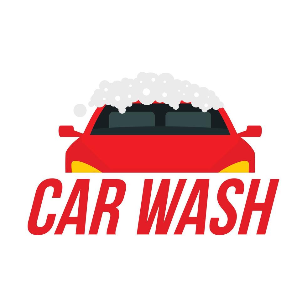 Foam car wash logo, flat style vector
