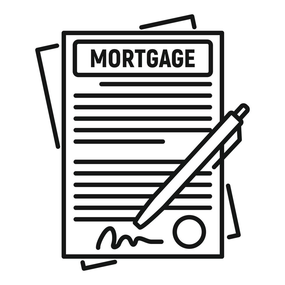 Mortgage contract paper icon, outline style vector