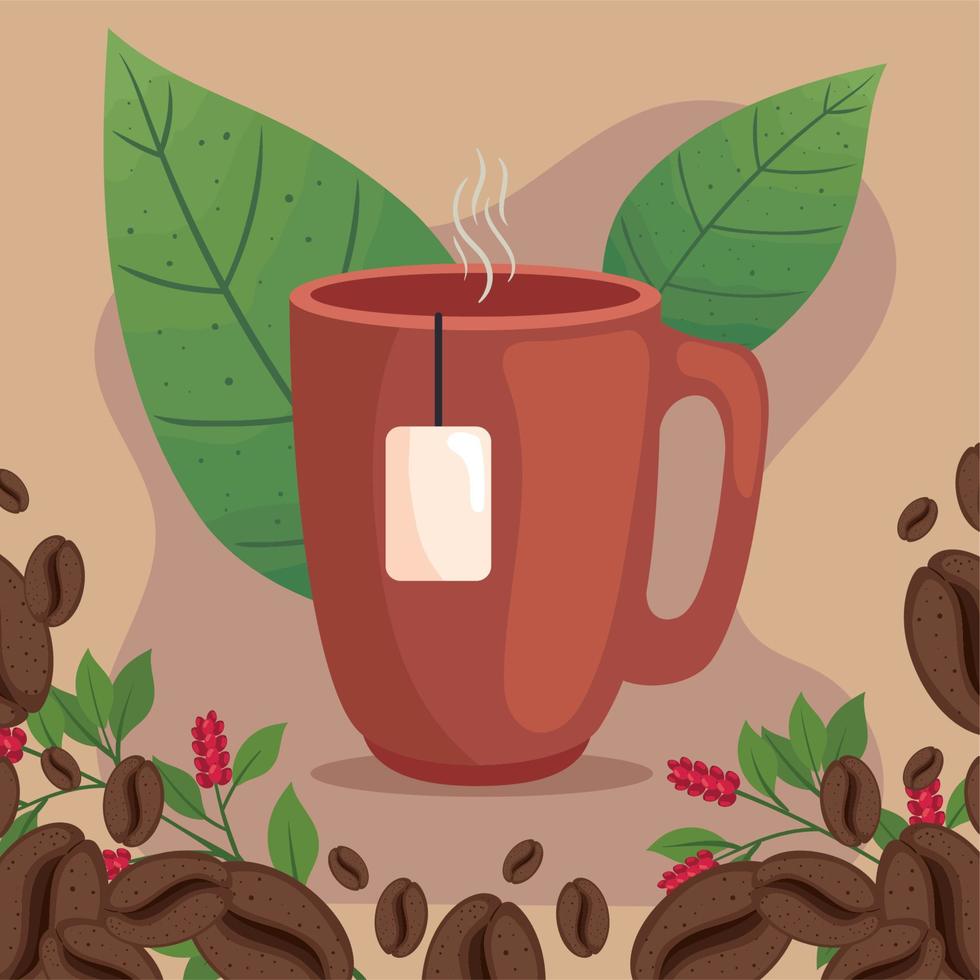 coffee mug and grains vector
