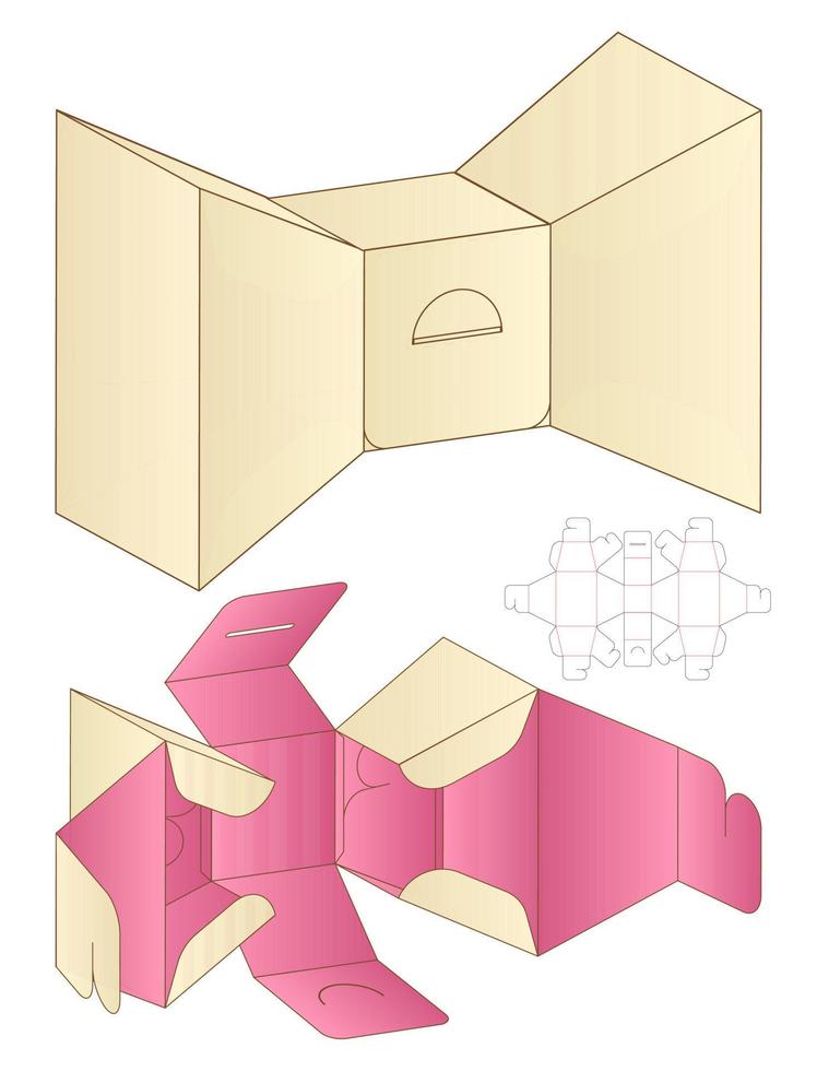 diseño de plantilla troquelada de embalaje de caja. Maqueta 3d vector