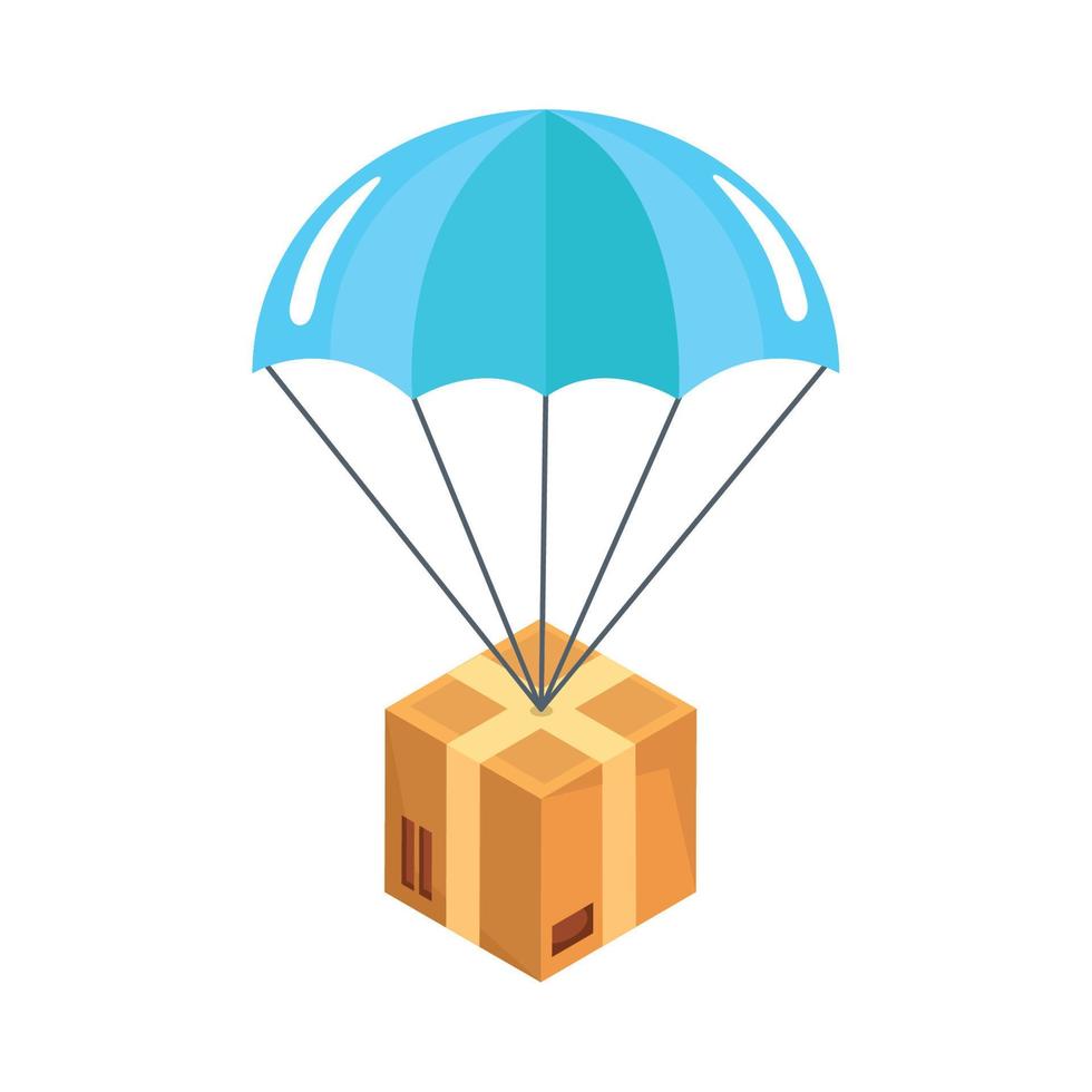 delivery box in parachute vector