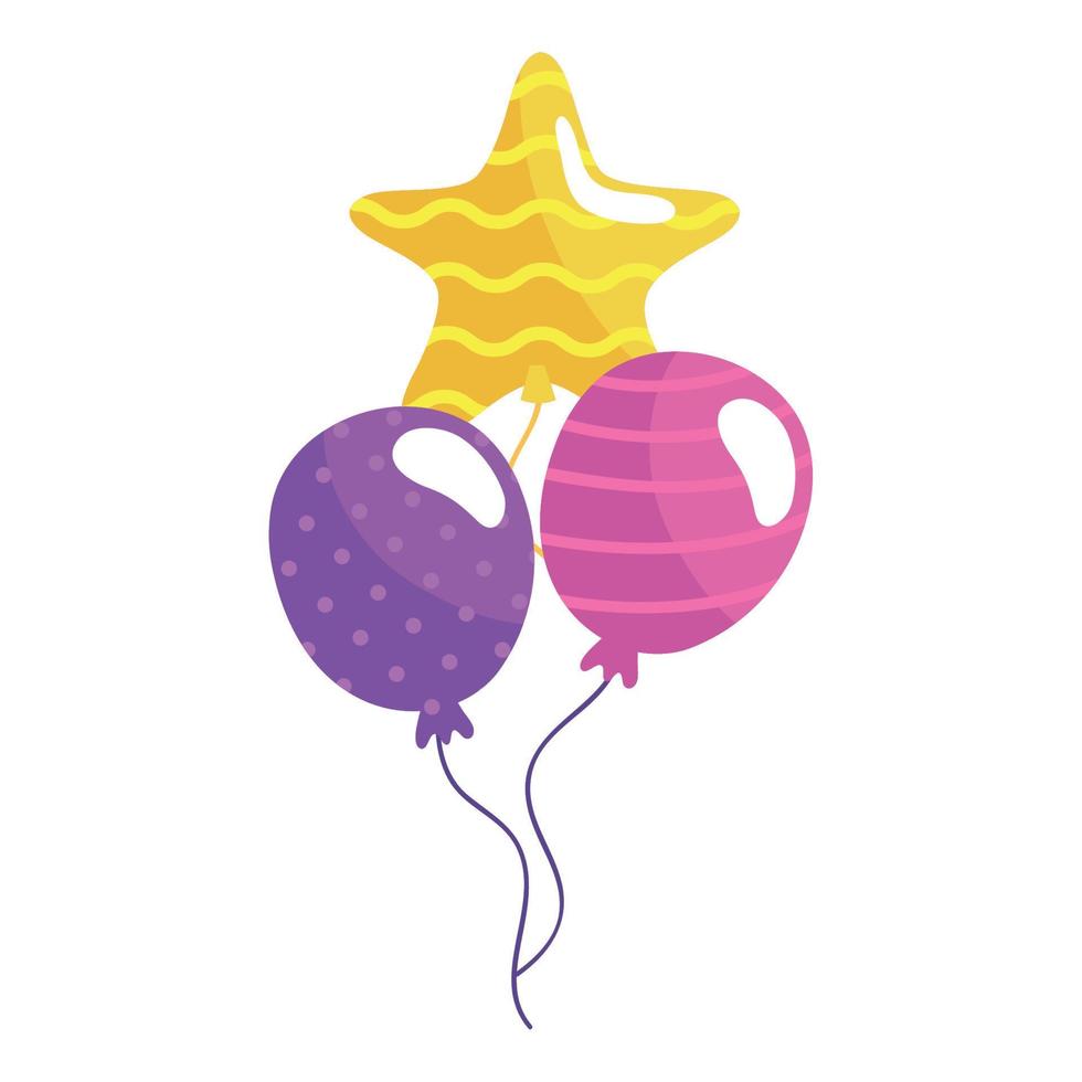 three balloons helium floating vector
