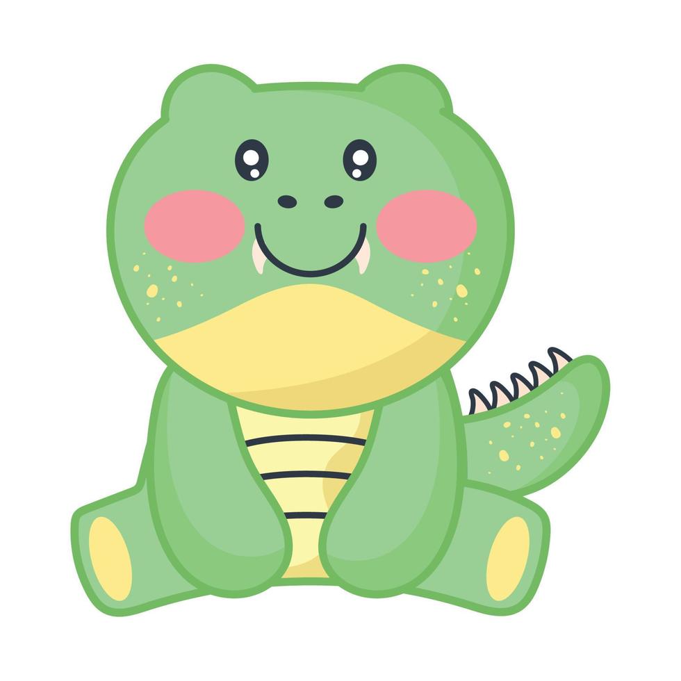 cute crocodile kawaii animal vector