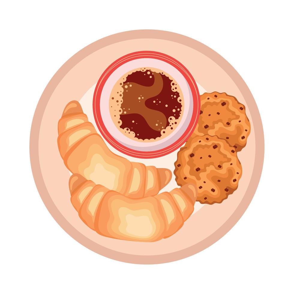 coffee with bread vector