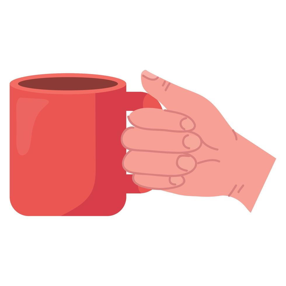 mano con taza de café vector