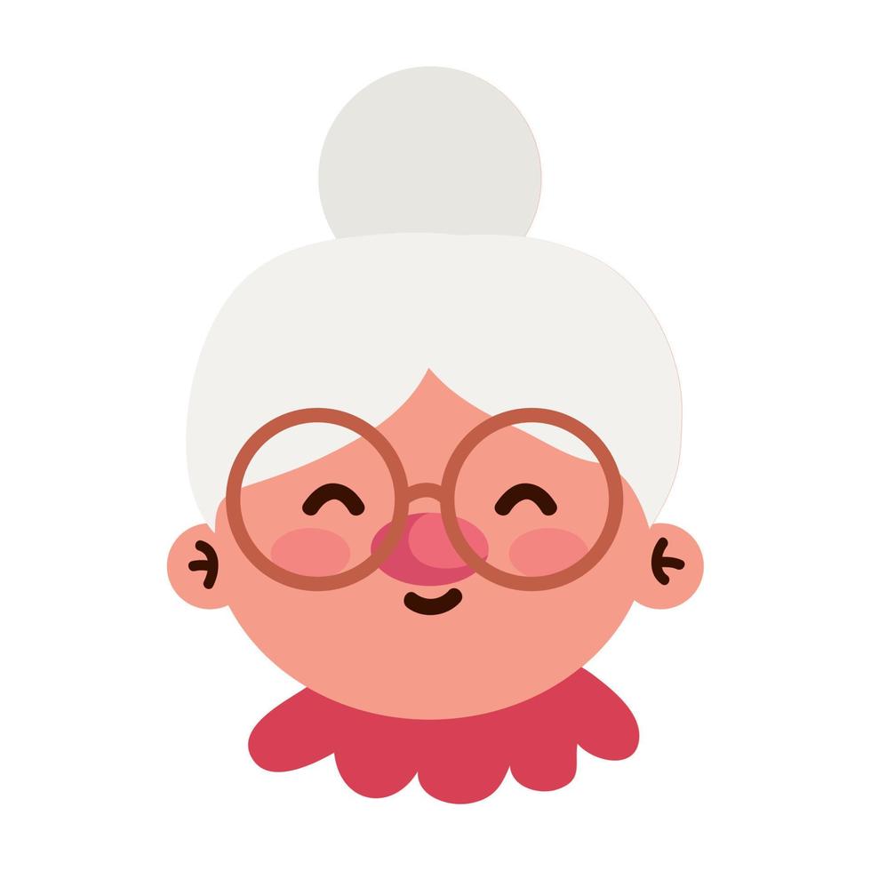 cute grandmother head character vector