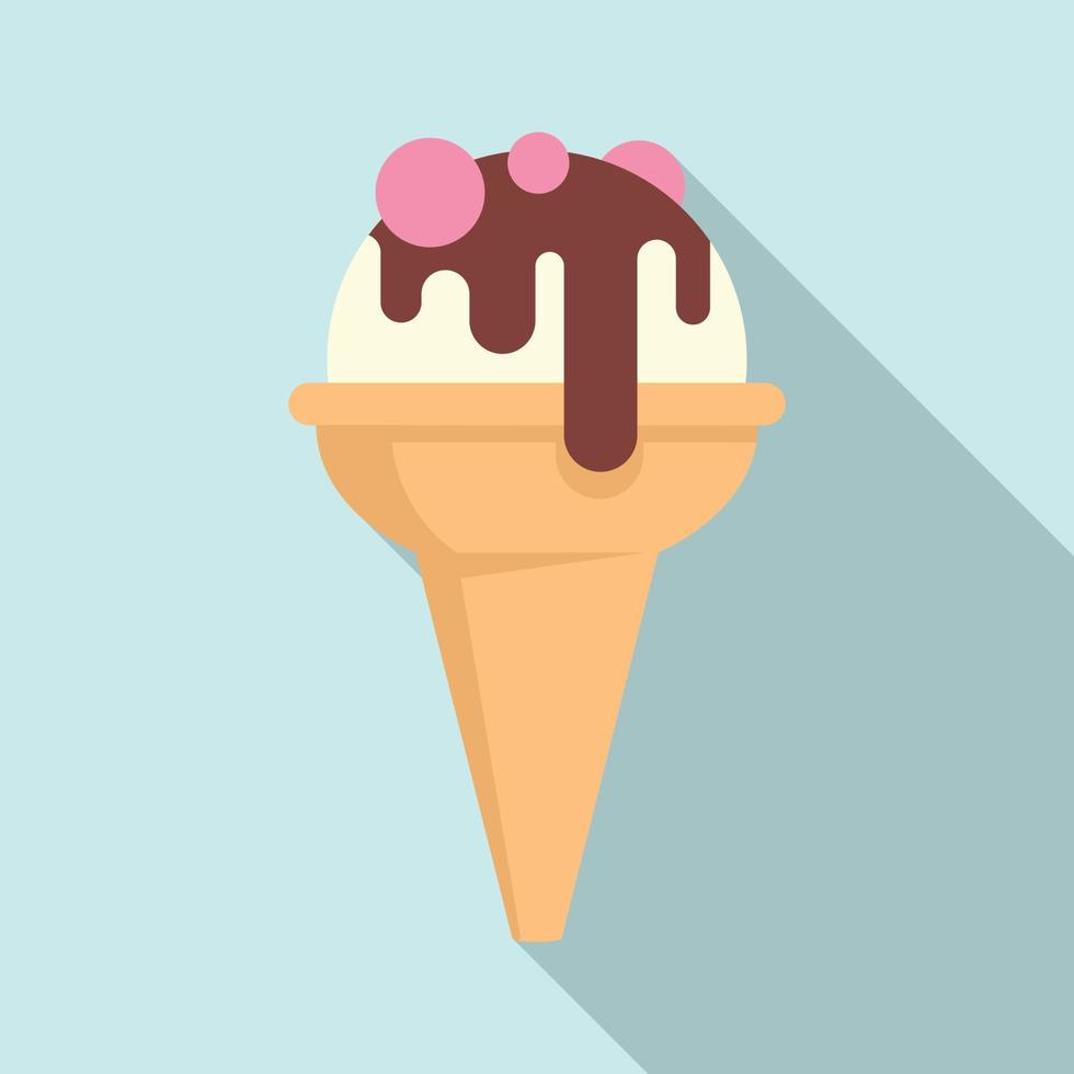 Cone beach ice cream icon, flat style vector