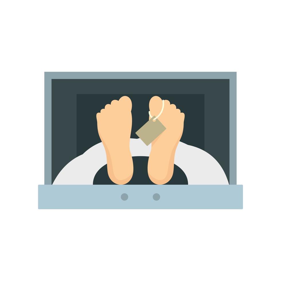 Corpse in forensic cell icon, flat style vector