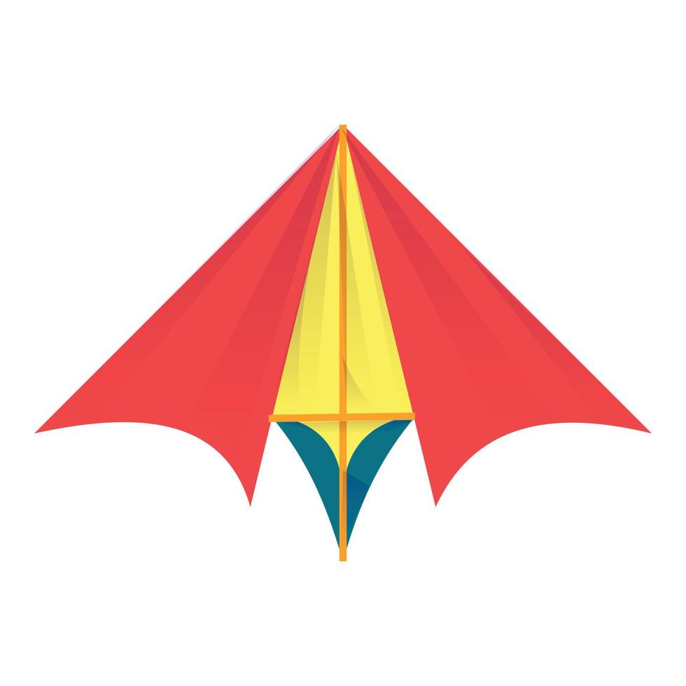 Red kite plane icon, cartoon style vector