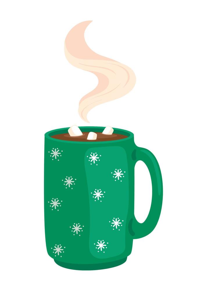hot drink in christmas mug vector