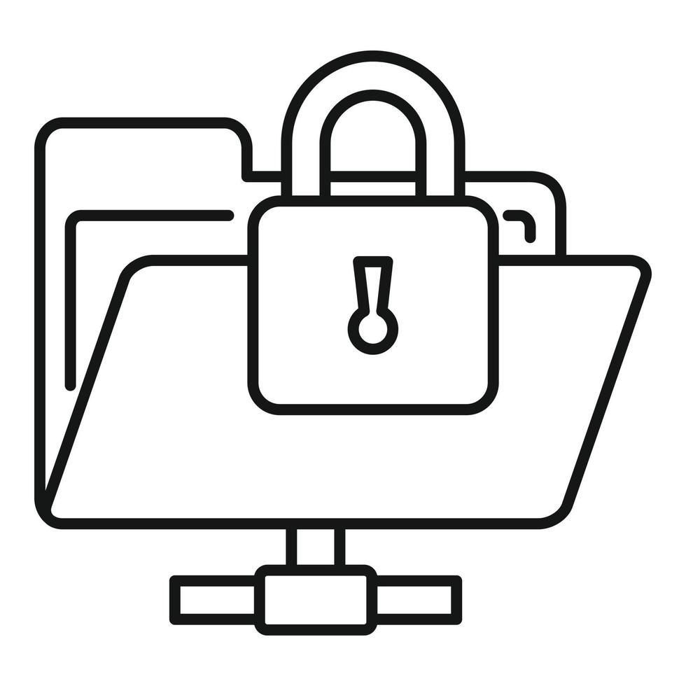 Secured folder icon, outline style vector