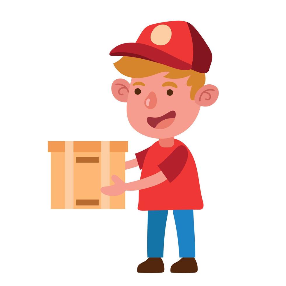 delivery worker with box vector