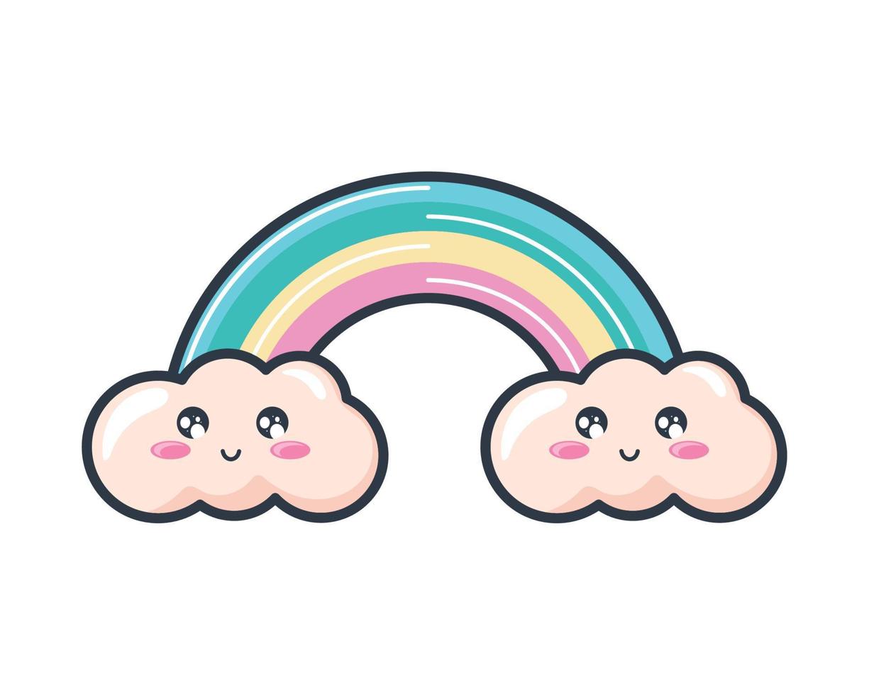 cute rainbow kawaii vector