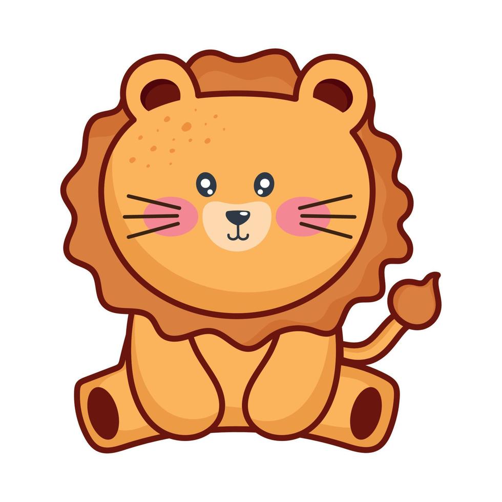 lindo león kawaii animal vector