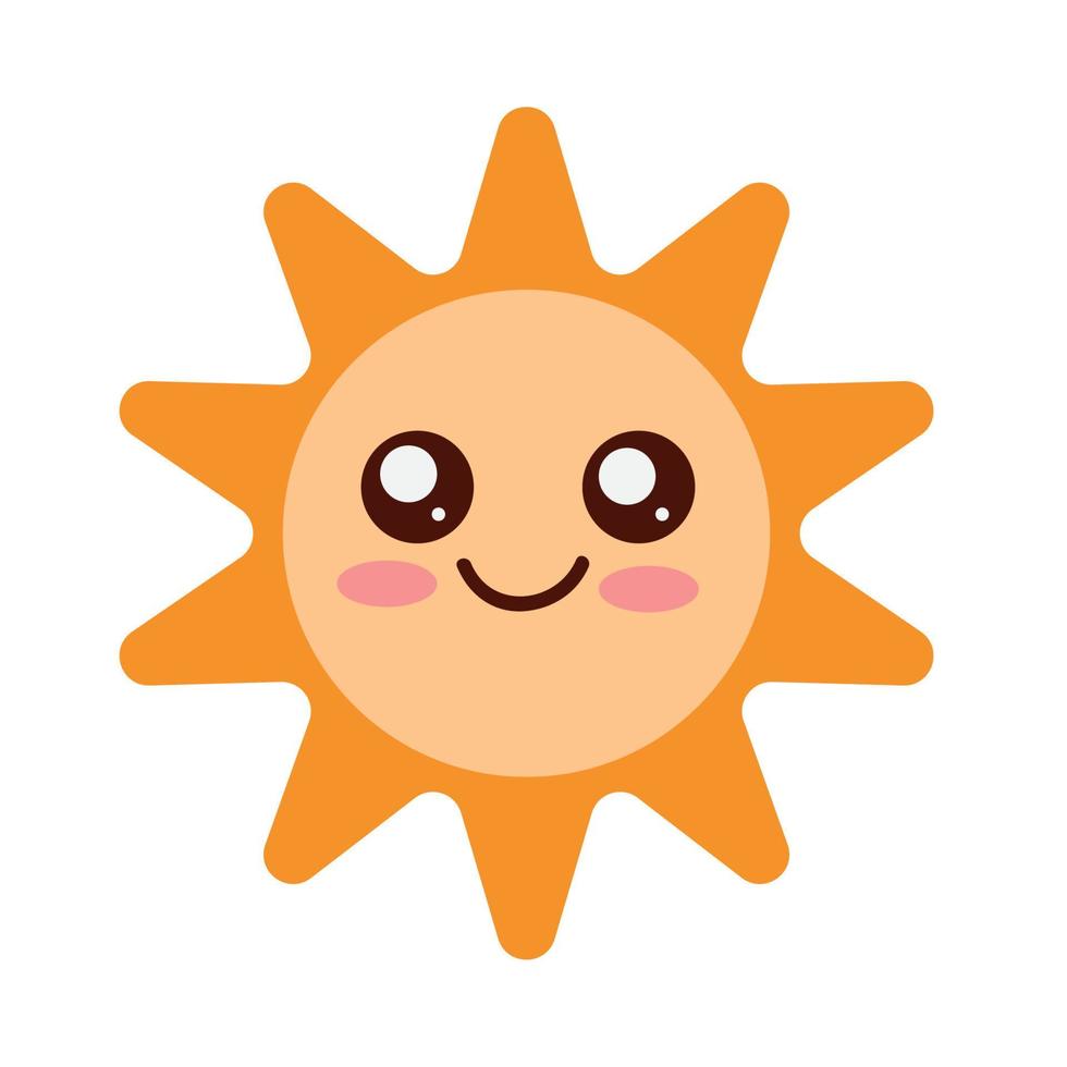sun kawaii comic character vector