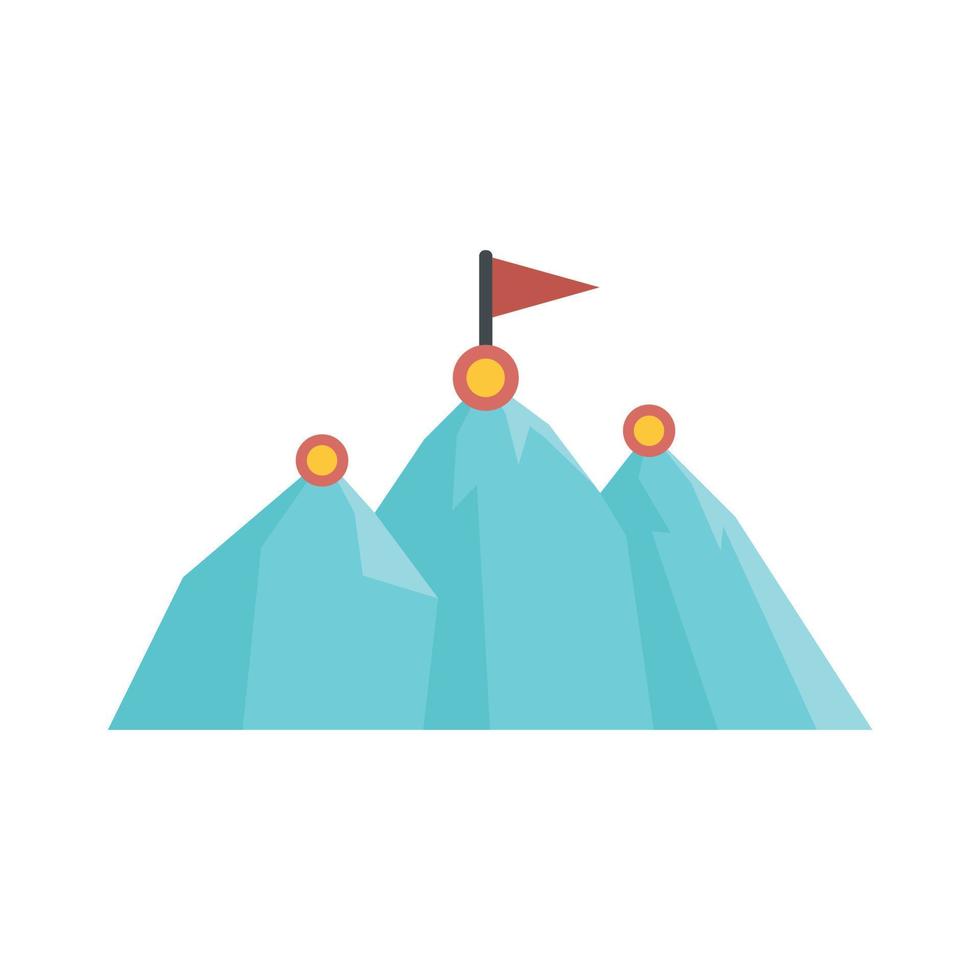 Business mountains target icon, flat style vector