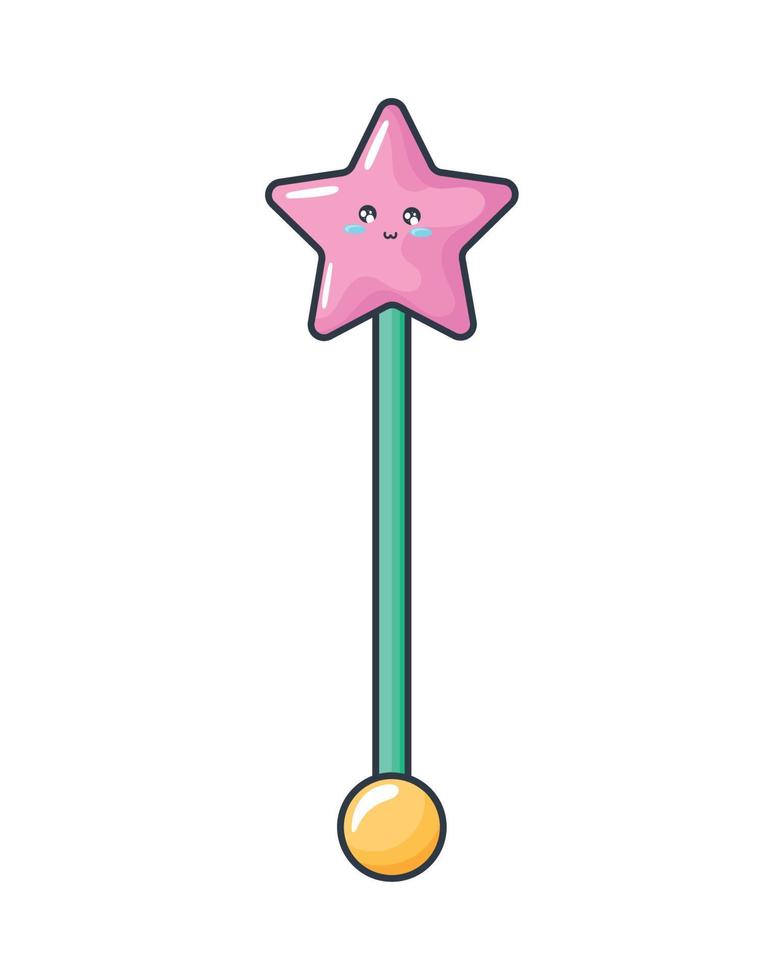 cute magic wand kawaii vector
