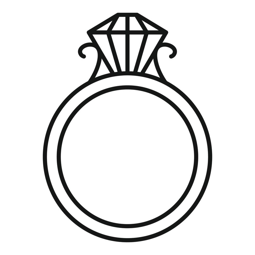 icono de anillo de oro rubí, estilo de esquema vector
