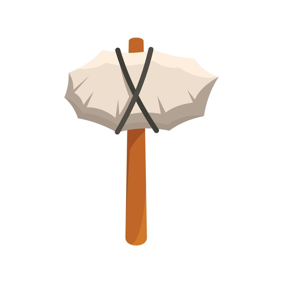 icono de martillo de la edad de piedra, estilo plano vector