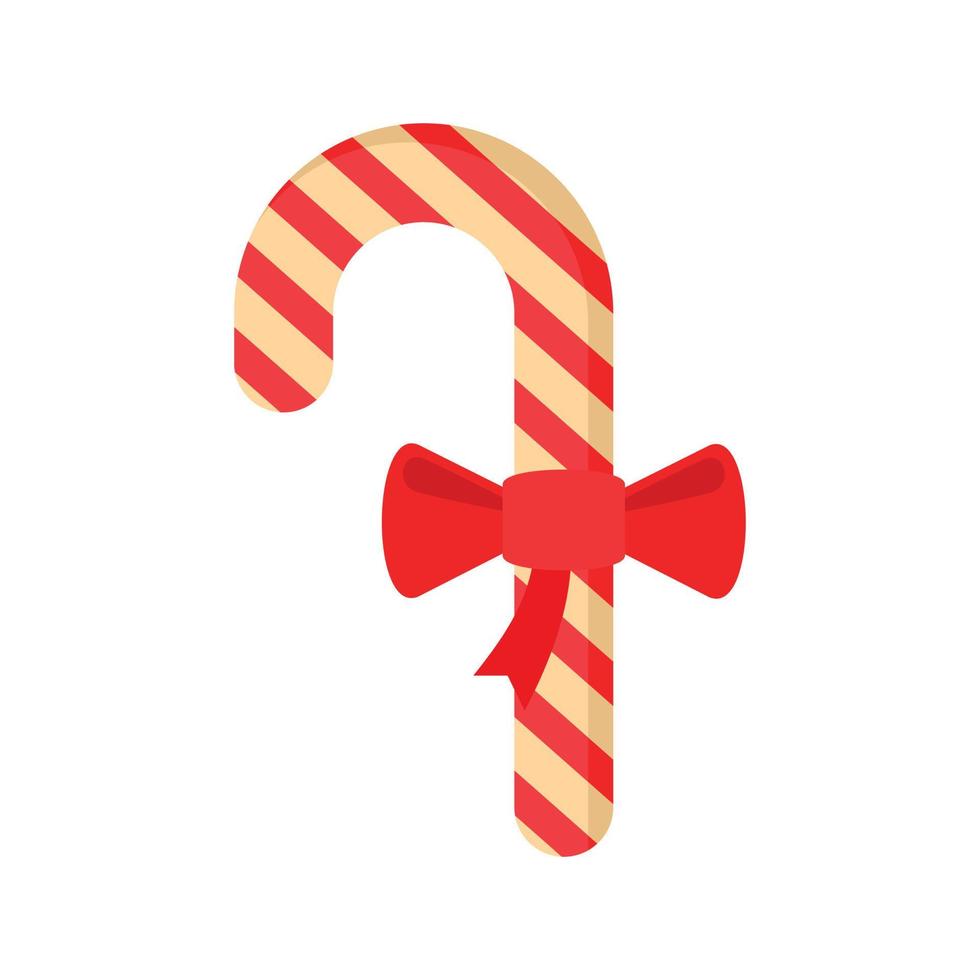 Xmas candy stick icon, flat style vector