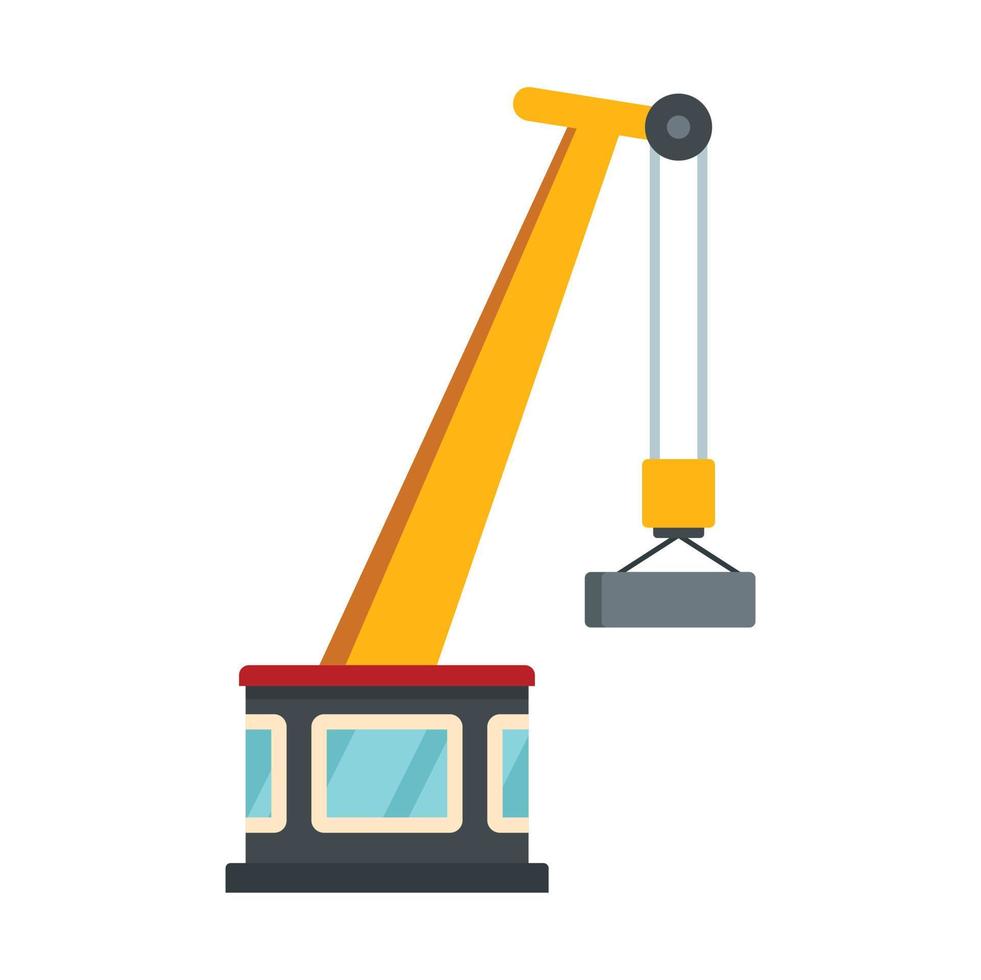 Port crane icon, flat style vector