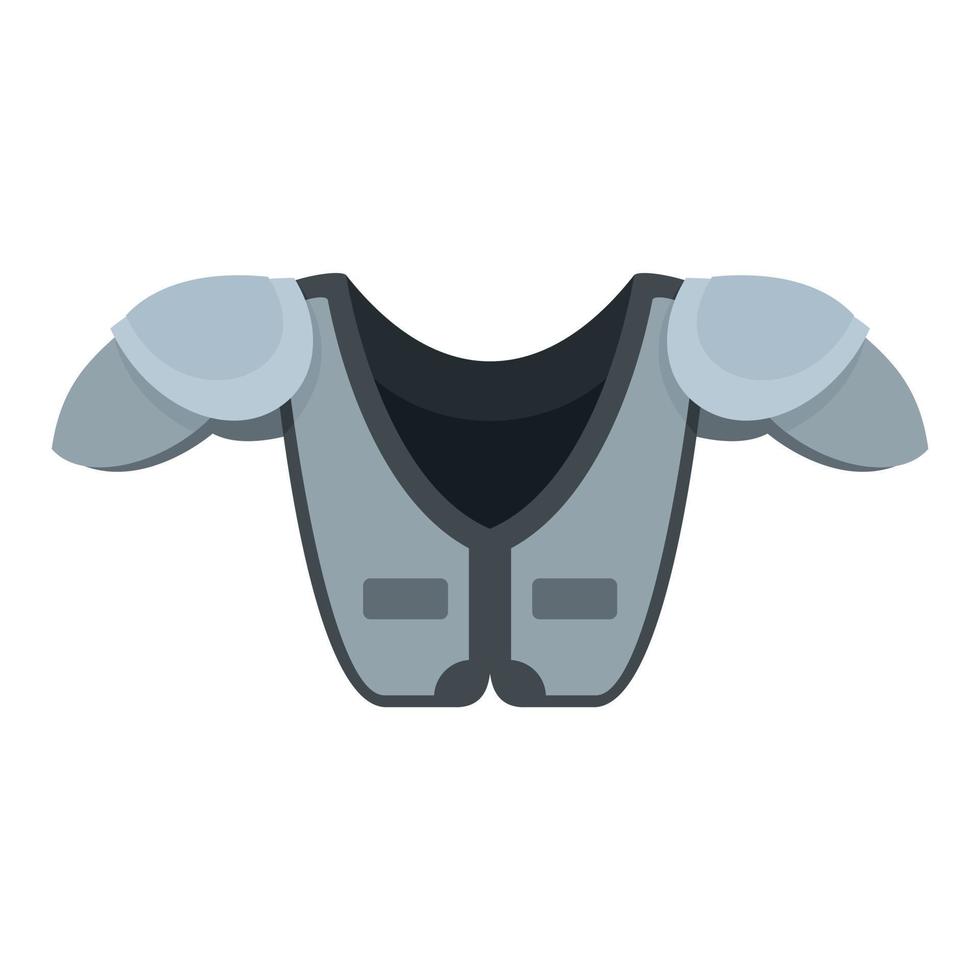 icono de protección del pecho del hombro del fútbol americano, estilo plano vector