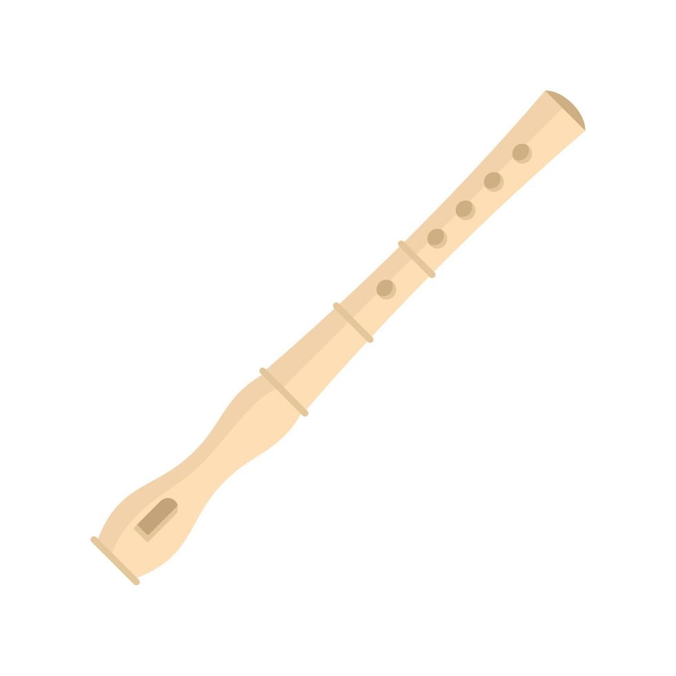 icono de instrumento de flauta, tipo plano vector