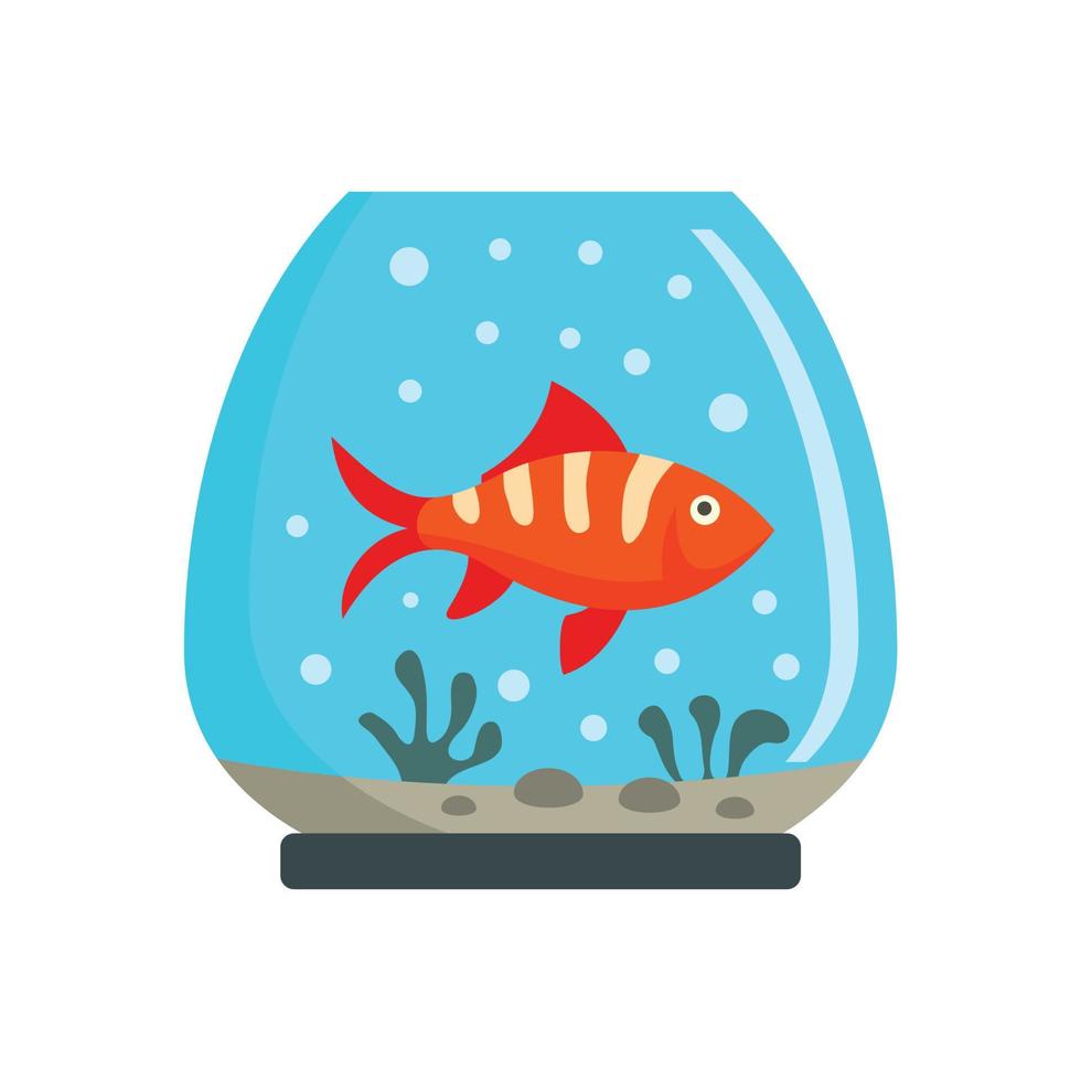 One fish aquarium icon, flat style vector