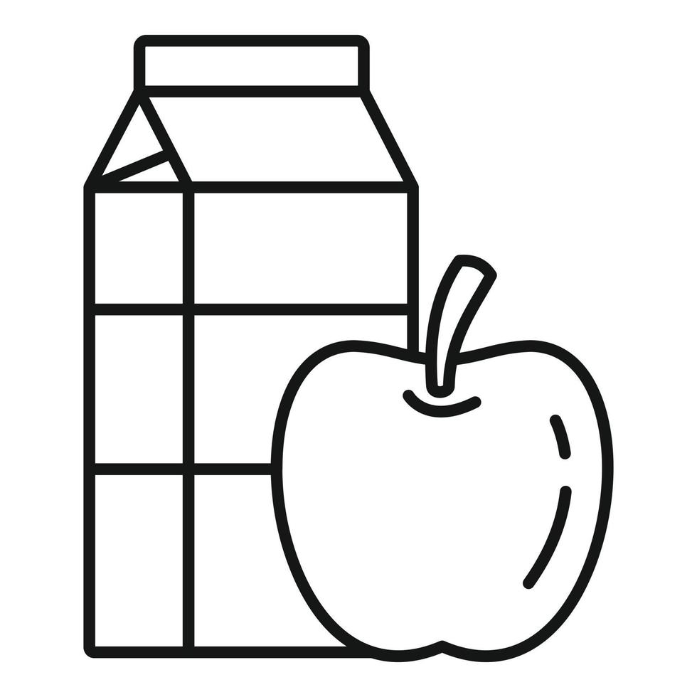 icono de paquete de leche de manzana, estilo de contorno vector