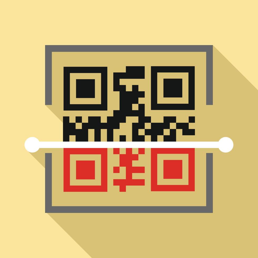 escanear icono de código qr, estilo plano vector