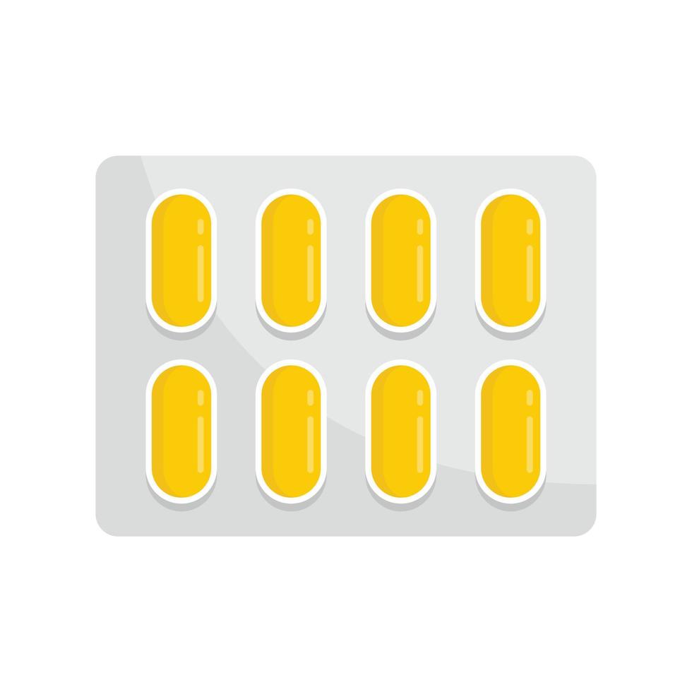 Dietary pills pack icon, flat style vector
