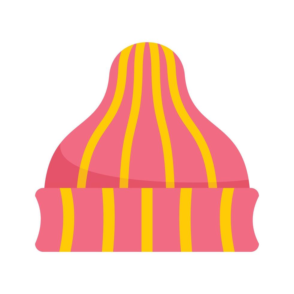 Striped winter beanie icon, flat style vector