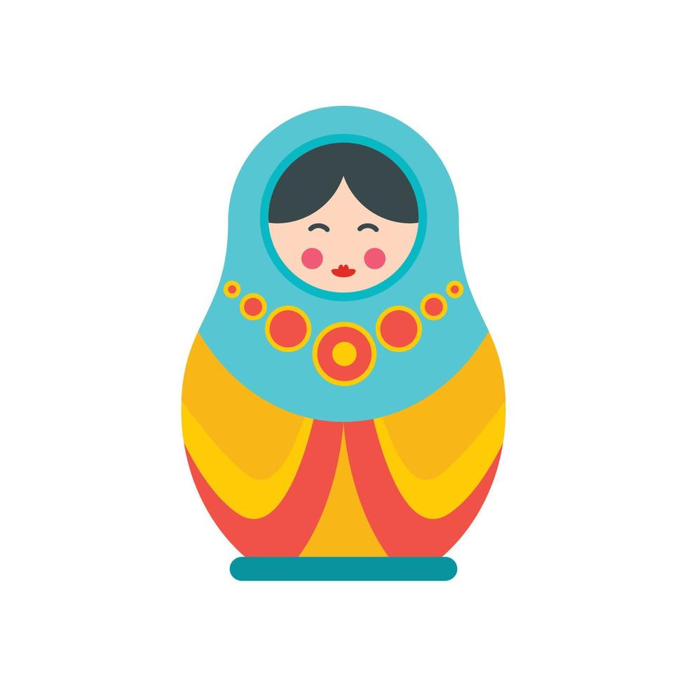 Culture nesting doll icon, flat style vector