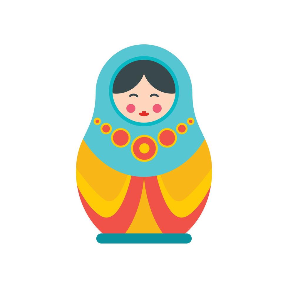 Culture nesting doll icon, flat style vector