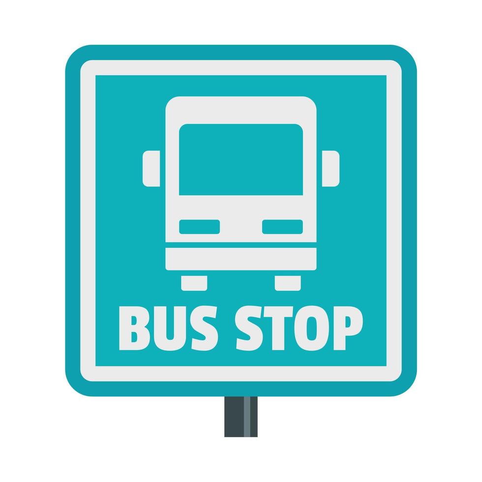 Square bus stop sign icon, flat style vector