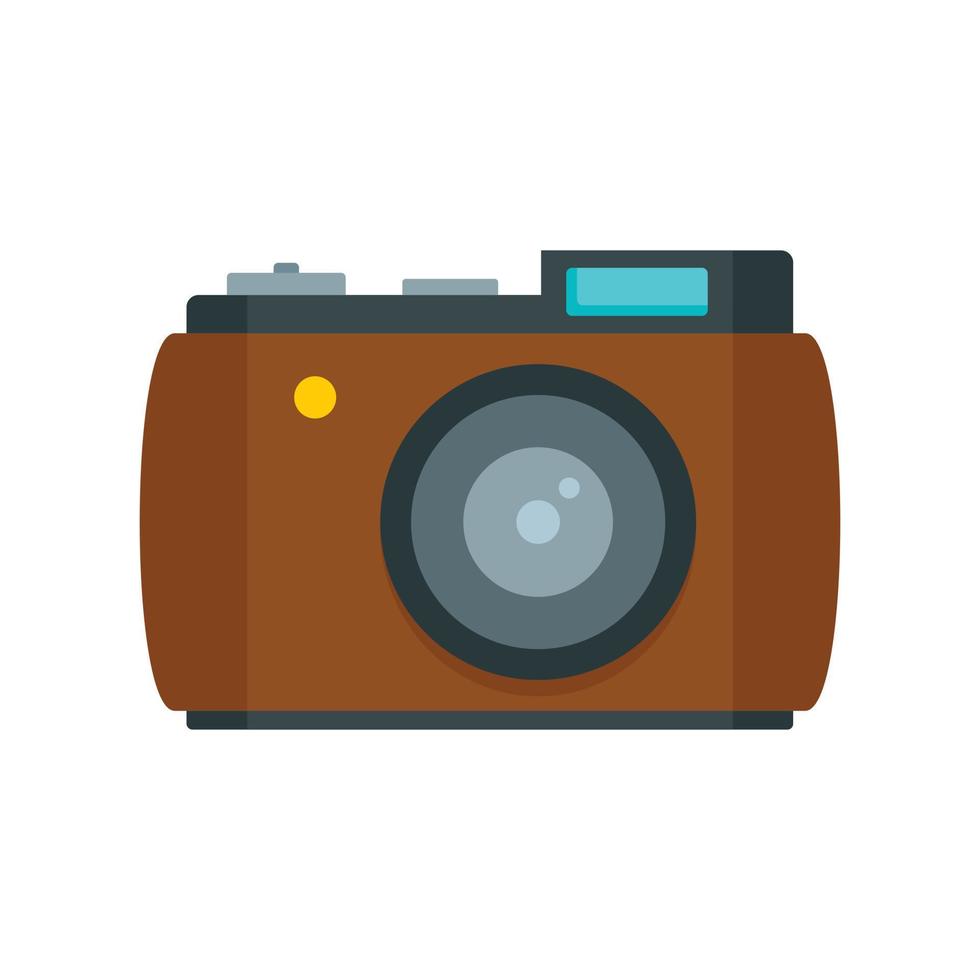 Retro camera icon, flat style vector