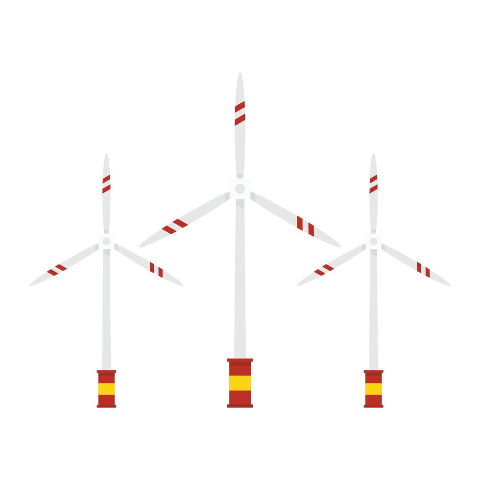 Eco free wind turbine icon, flat style vector