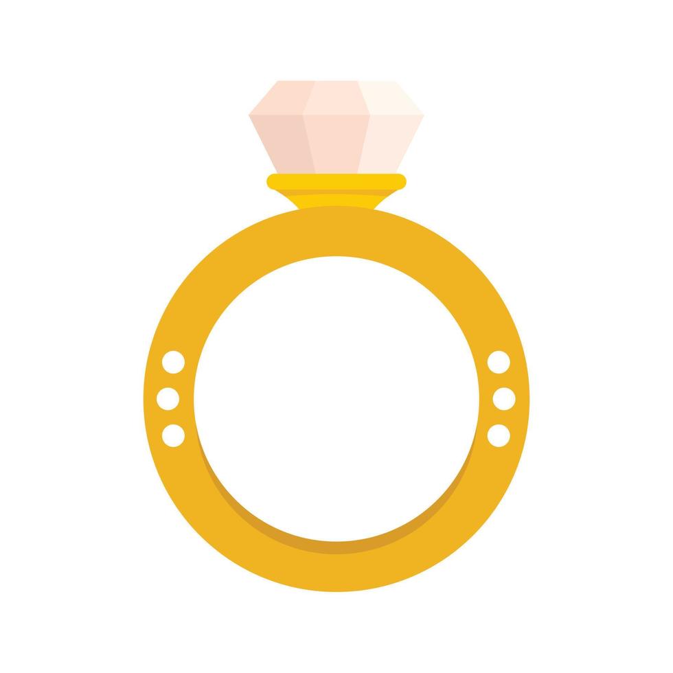 icono de anillo de diamantes, tipo plano vector