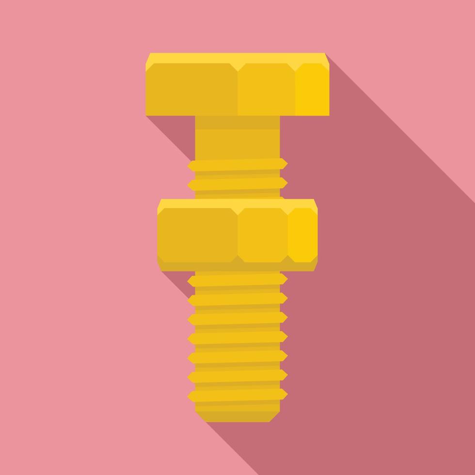 Screw-bolt nut icon, flat style vector
