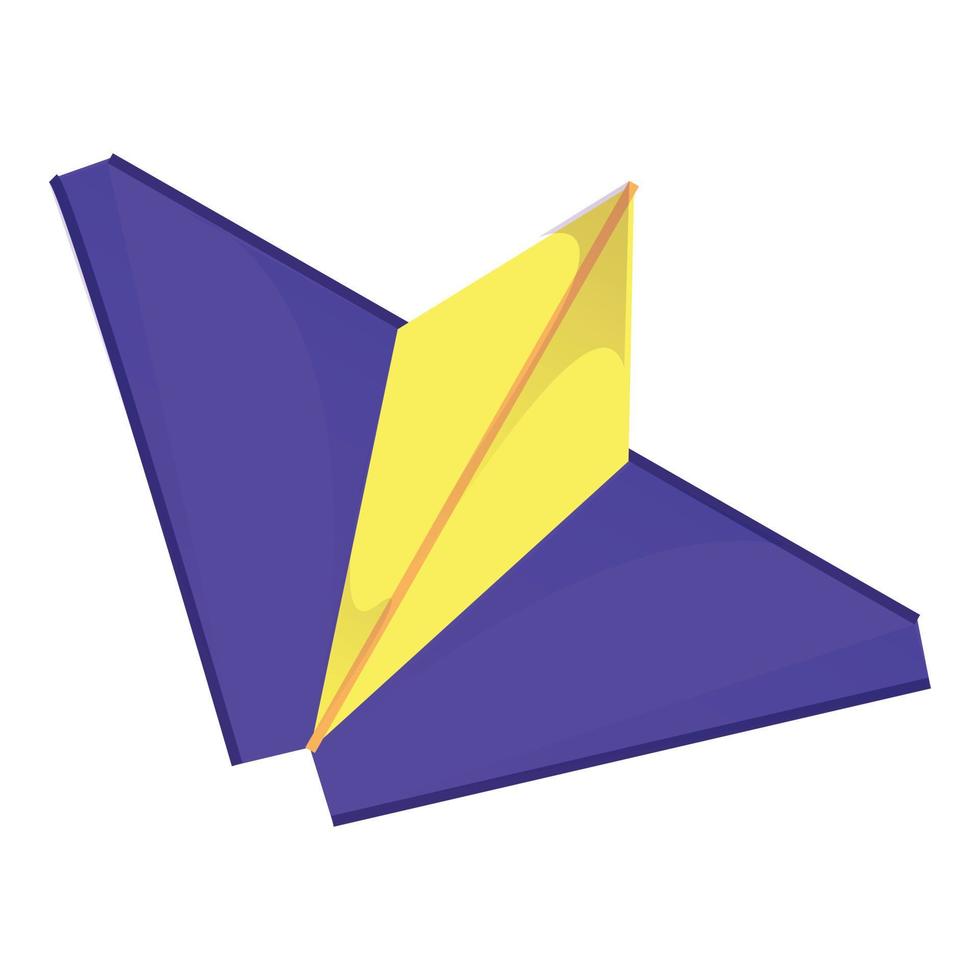 icono de cometa amarillo violeta, estilo de dibujos animados vector