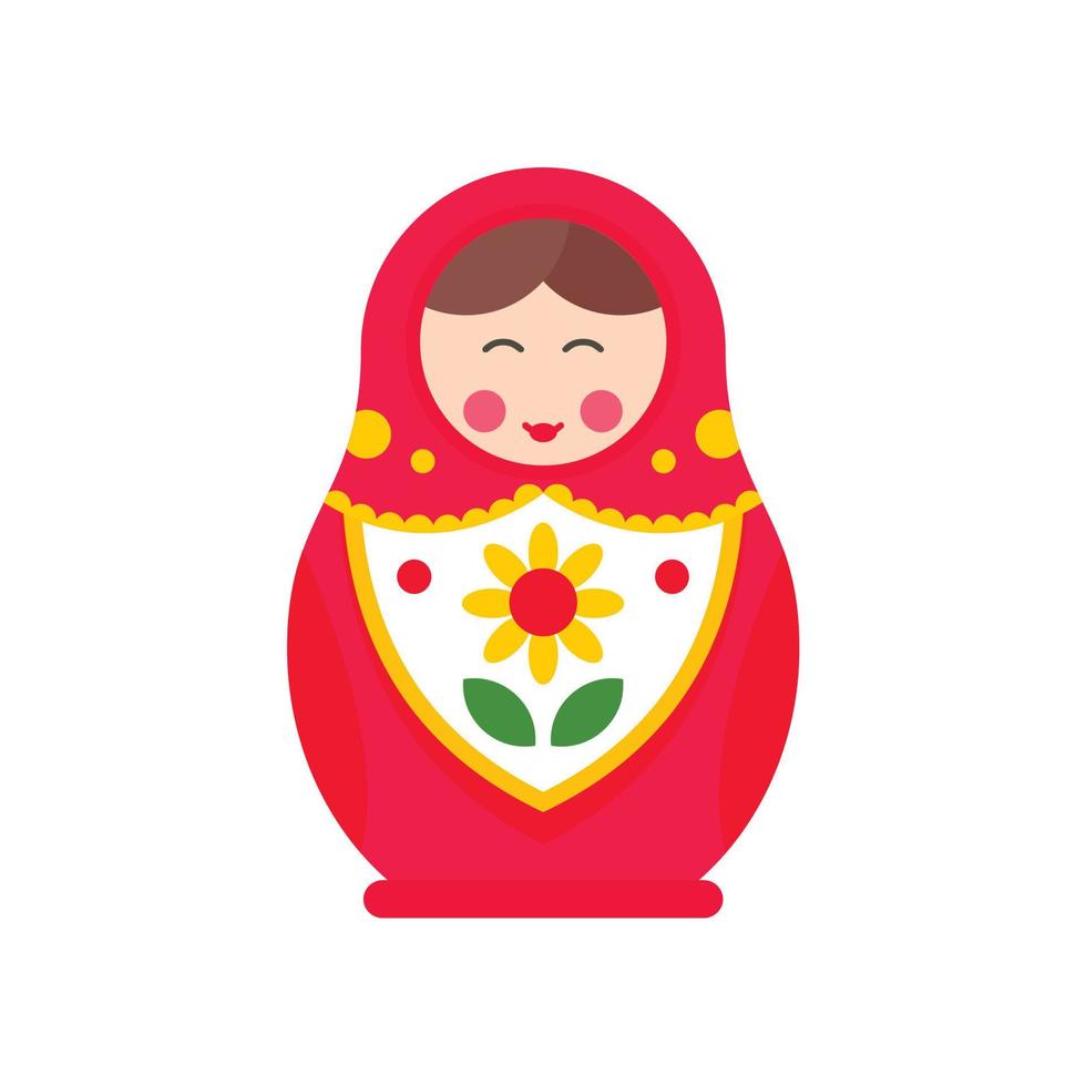 Nesting girl toy icon, flat style vector