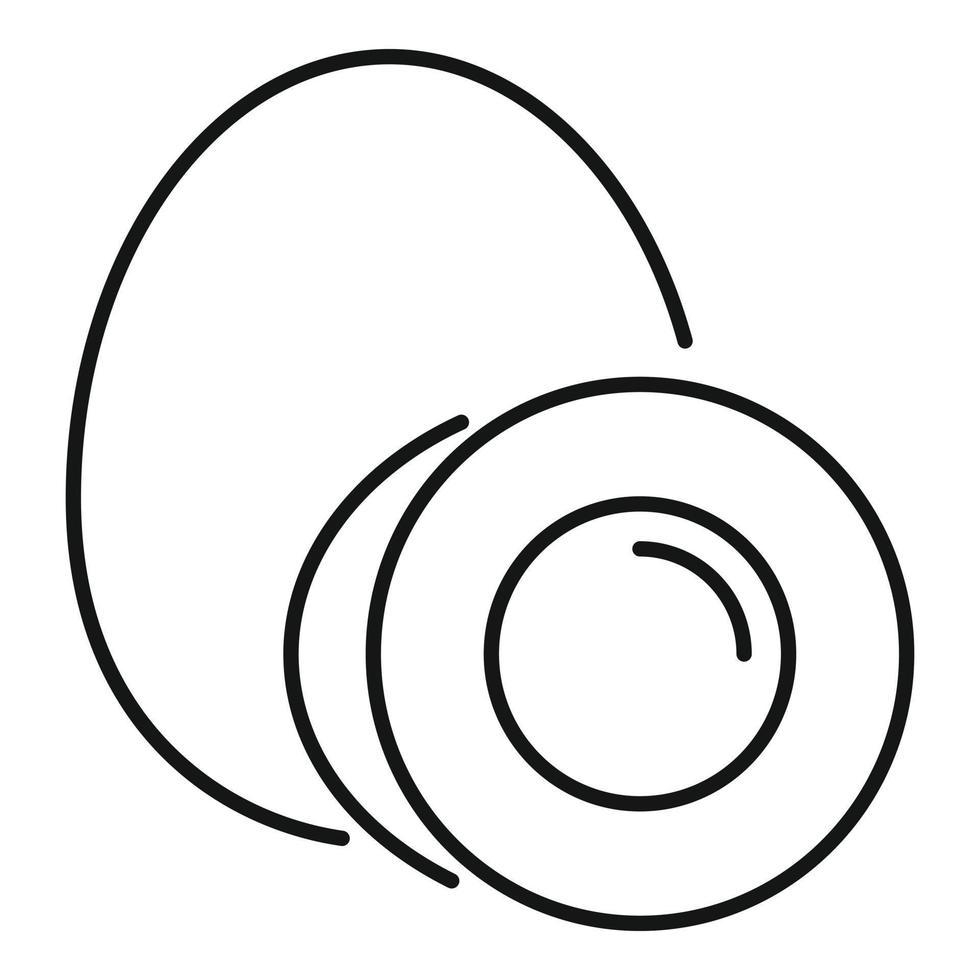 icono de huevo cocido, estilo de esquema vector