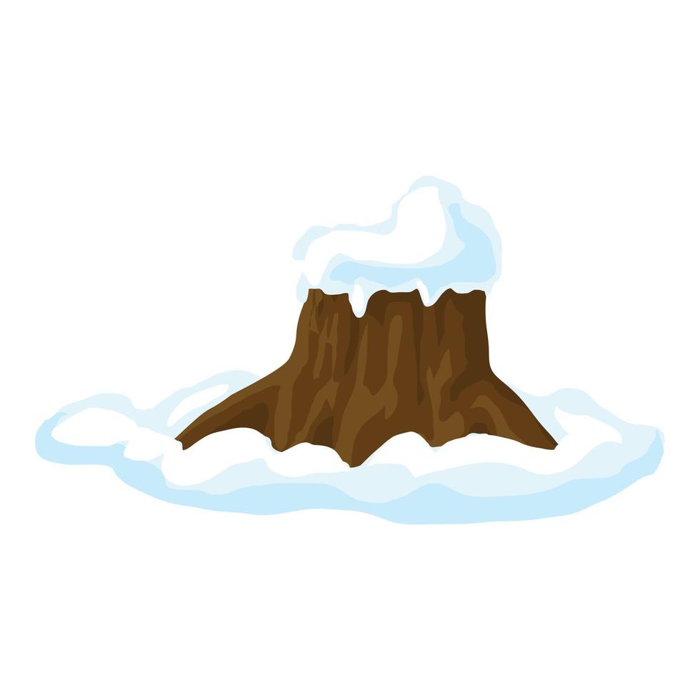 Stump in snow icon, cartoon style vector