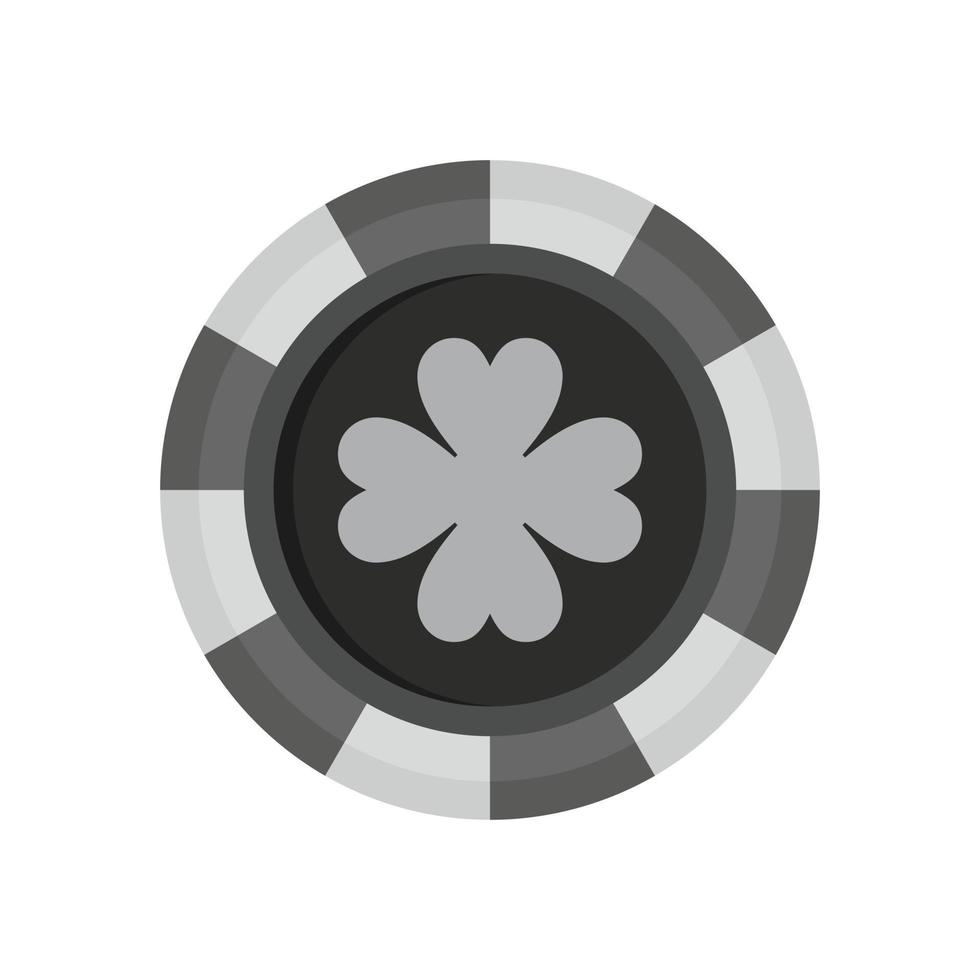 Casino chip clover icon, flat style vector