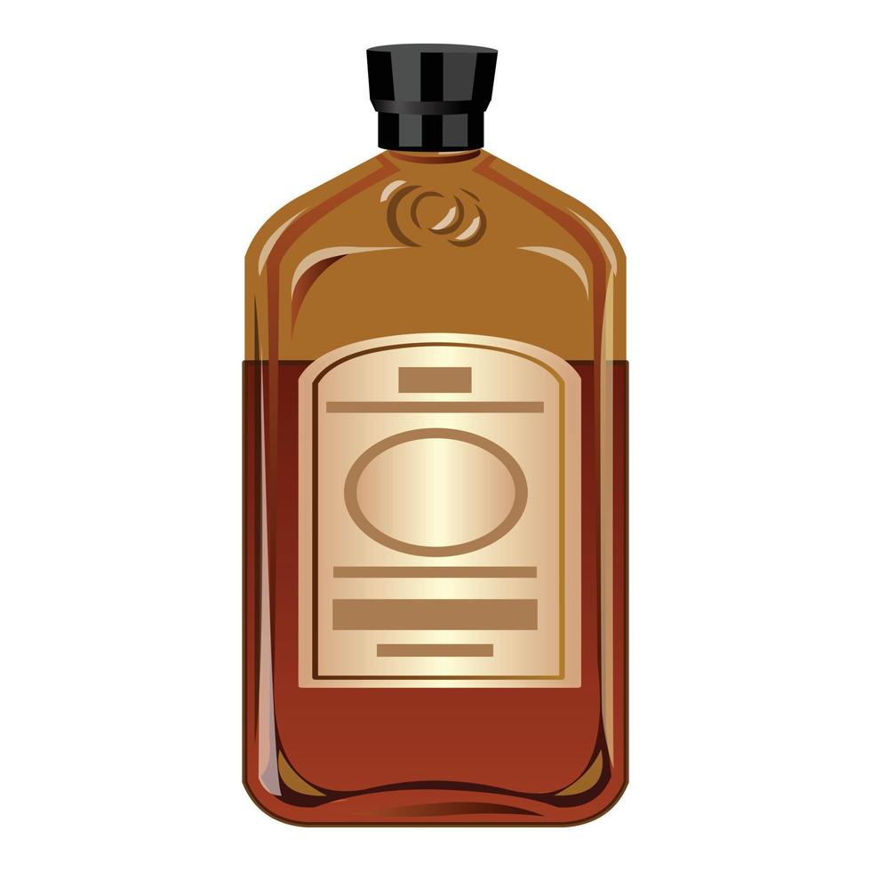 Whisky bottle icon, cartoon style vector