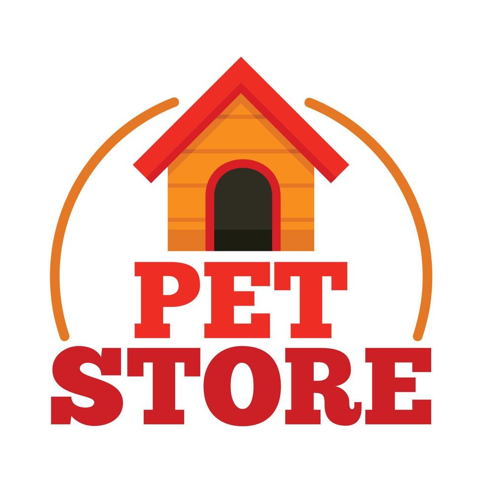 Pet store dog house logo, flat style vector
