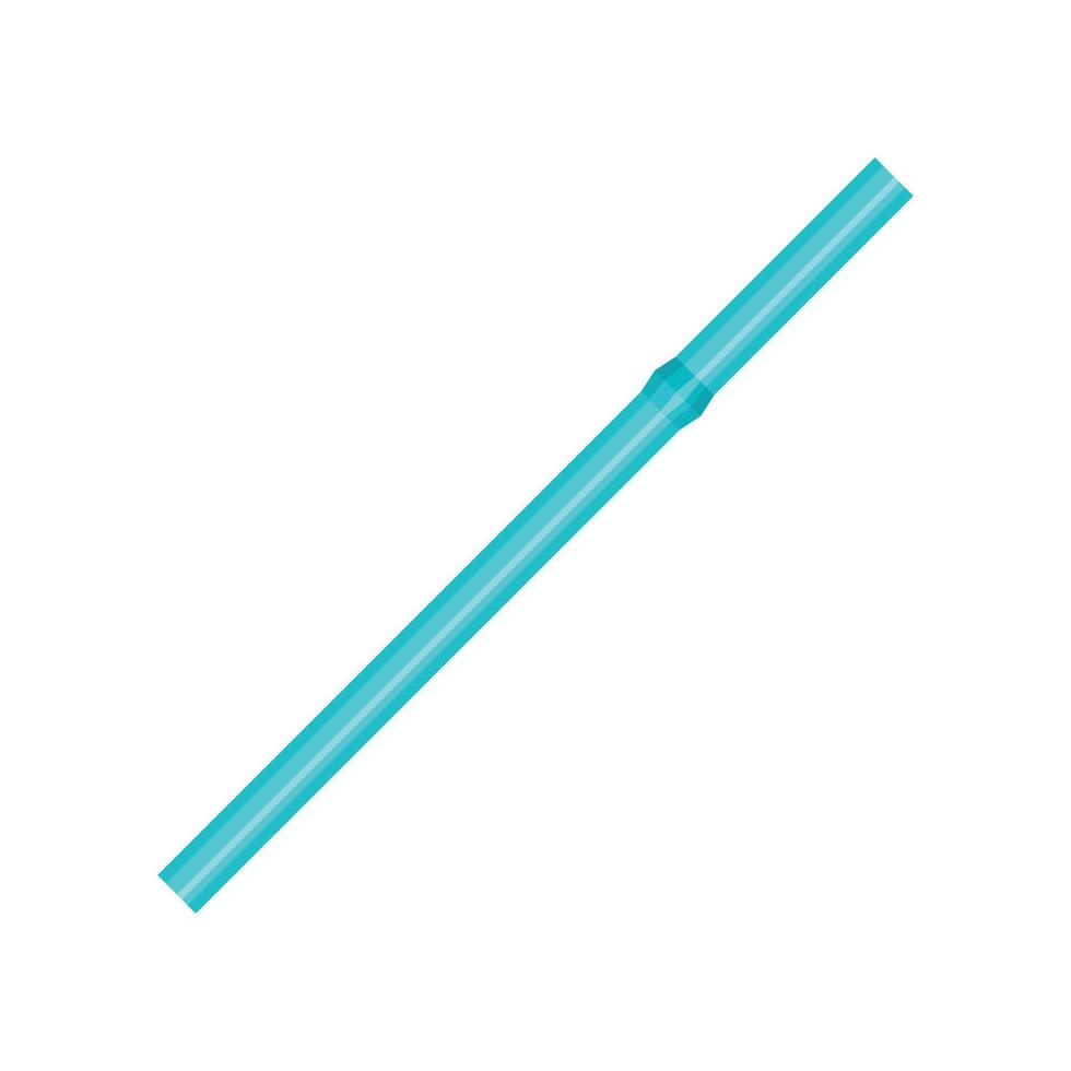 Green drink straw icon, flat style vector