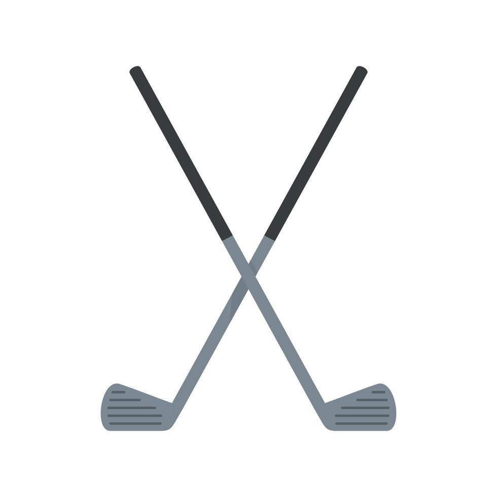 Crossed golf sticks icon, flat style vector